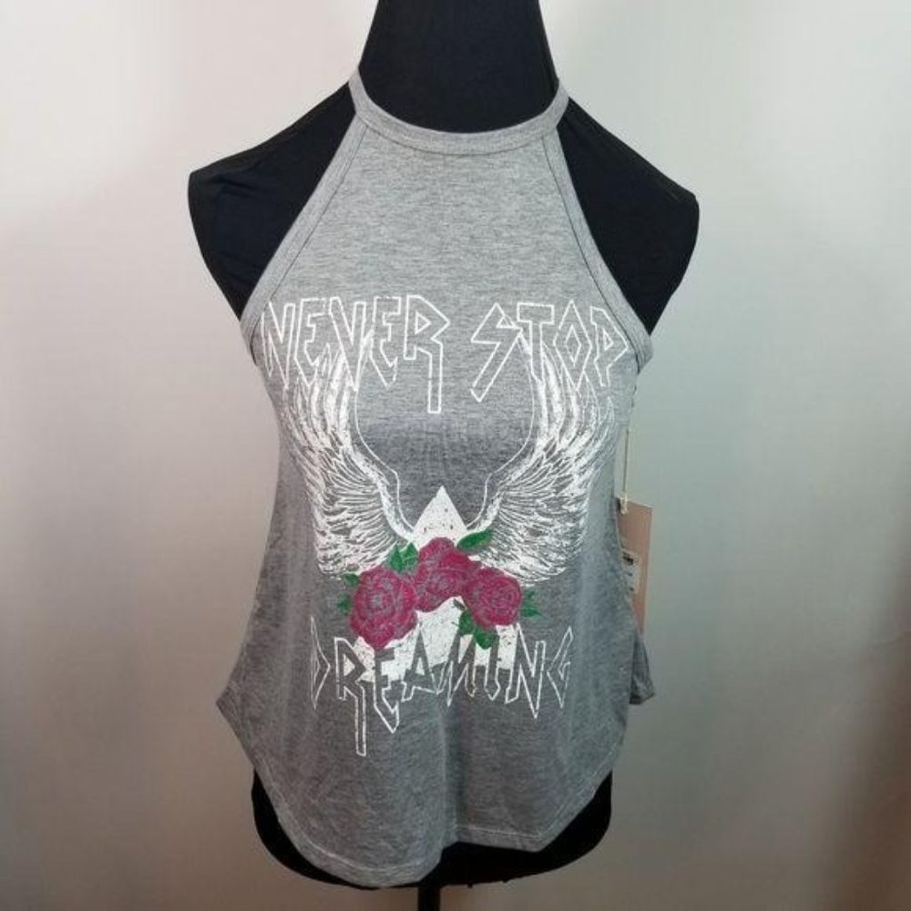 Sun & Shadow XXS Tank Gray Graphic Racerback Top